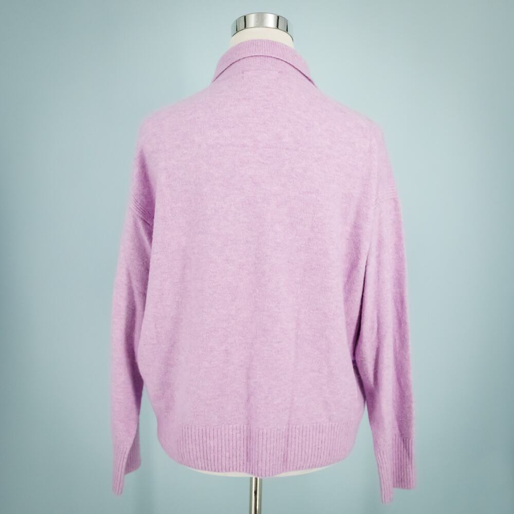 J. Crew Size XL Lavender Purple Collared Henley Polo Merino Wool Alpaca Sweater - Picture 2 of 6
